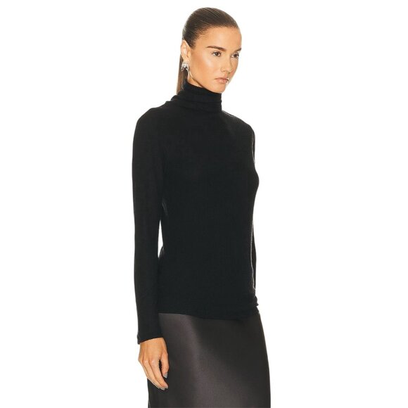 Loulou Studio Gallinara Top in Black X-Small New Womens Long Sleeve Turtleneck - Picture 2 of 15